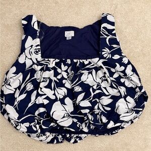a new day Navy and White Floral Crop Top